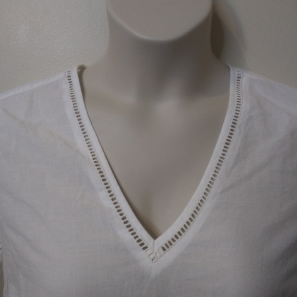 Chico's Boho White Embroidered Lace Cutout Pullover Blouse/Top - Picture 3 of 9